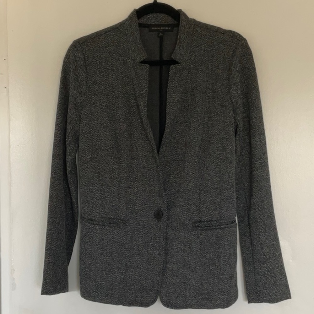 Grey Stretch Knit Blazer